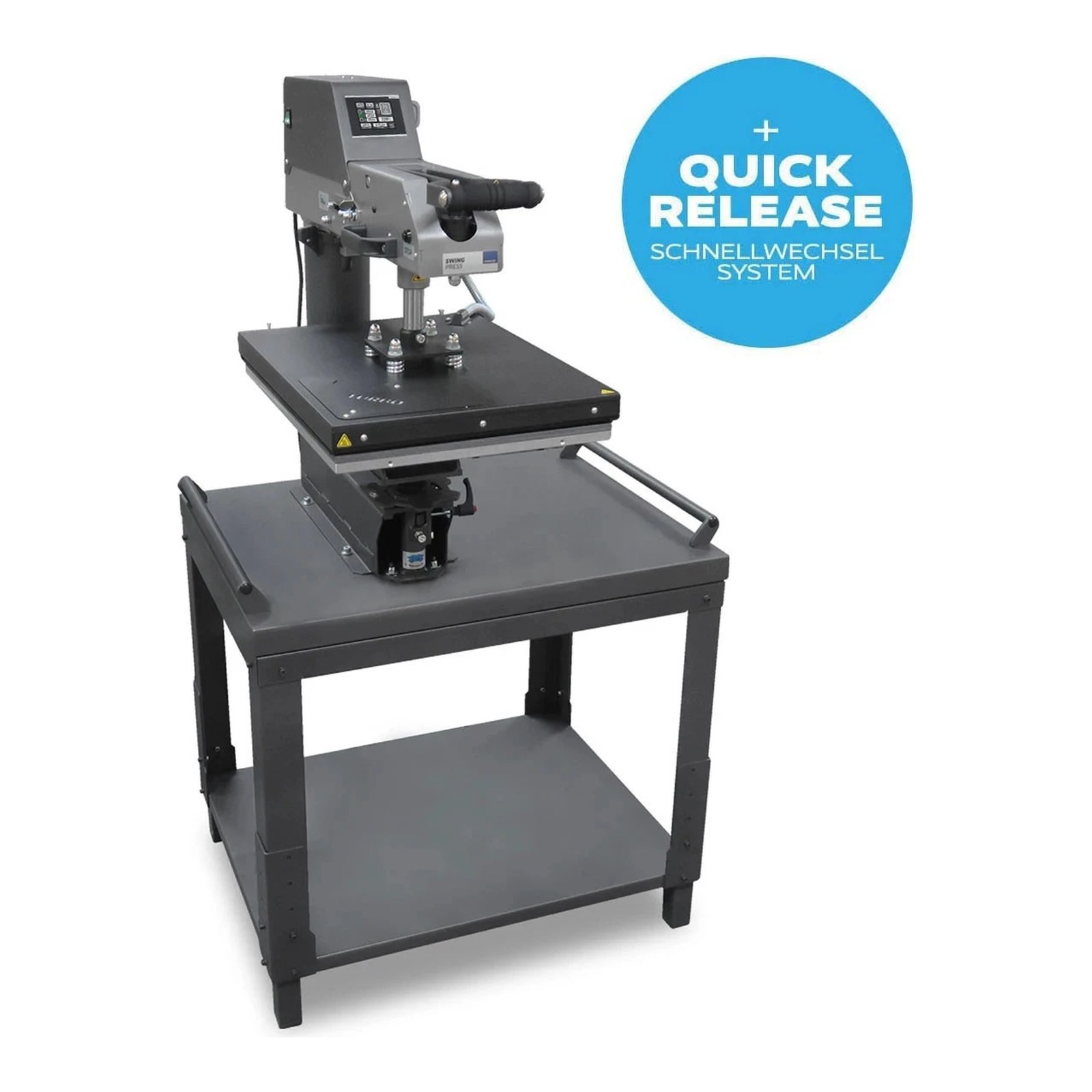 SCHULZE Swing Press 40 x 50 cm mit Druckindikator und höhenverstellbarem Untertisch
